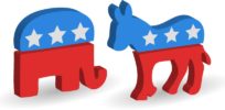 Illustration Republican Elephant Democrat Donkey