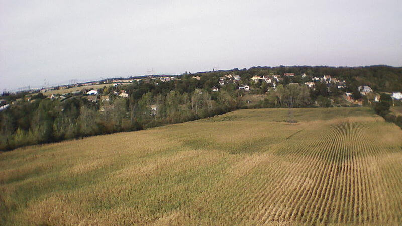 AR Drone flying over corn field France