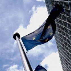 European flag outside the Commission e