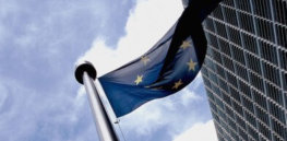European flag outside the Commission e