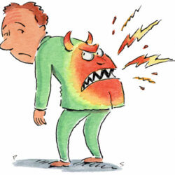 Cartoon Figure monster back pain