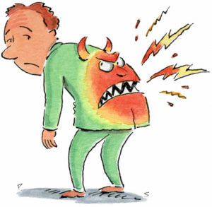 Cartoon Figure monster back pain