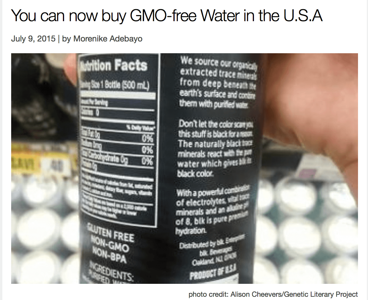 Woda bez glutenu i GMO