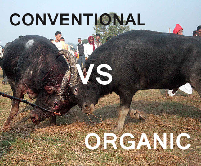 conventional farming vs organic farming