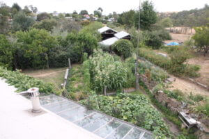 feb 2013 View north over greenhouse and vegetable gardens from house roof