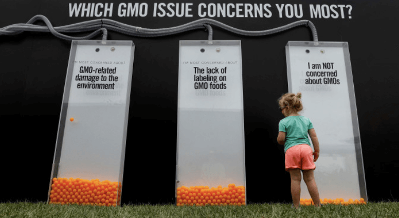 A child views a display that uses orange balls to register people’s opinions on GMOs at the Cultivate Festival in Kansas City, Mo., on July 23, 2016. Chipotle’s Cultivate festivals encapsulate the food industry’s hottest marketing trend: crusading against Big Food.