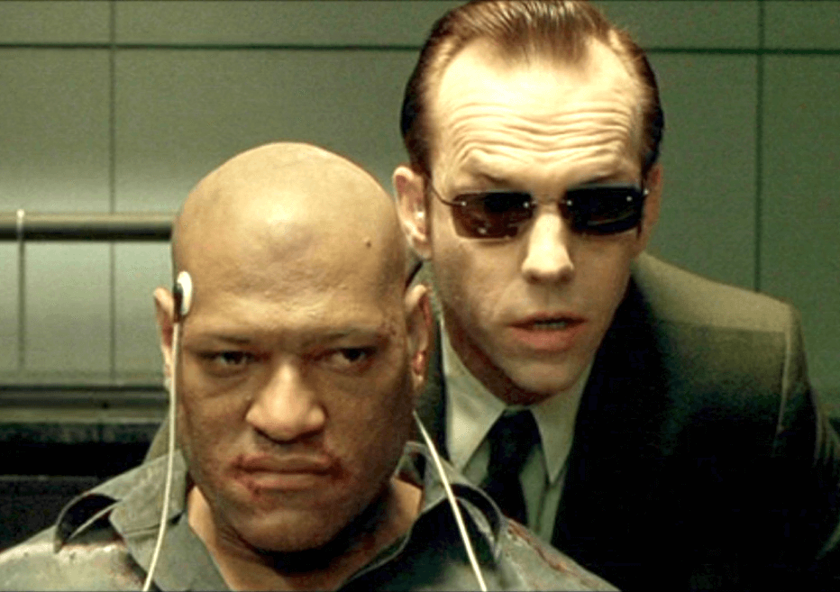 Agent Smith (back) and Morpheus (front)