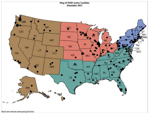 As of December 2015, 410 mammography facilities in 39 states across the United States have already registered to be part of the National Mammography Database. Credit: Radiological Society of North America