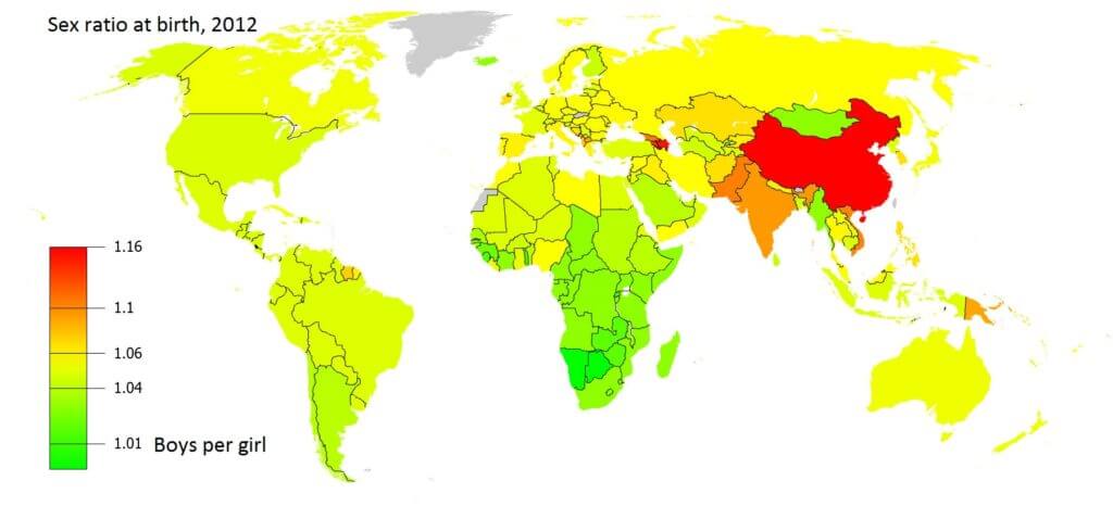 Birth Sex Ratio World Map