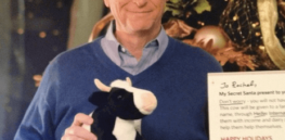 Bill Gates with stuffed cow e
