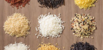 Variety of Rice grains e