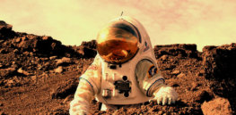 Astronaut working on Mars