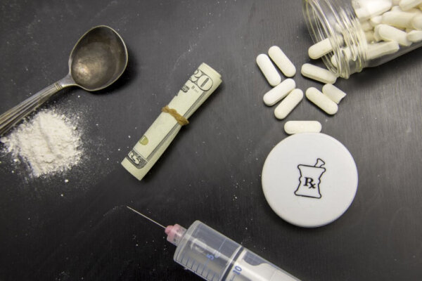 bigstock opioids on chalkboard with rol