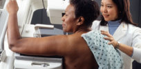 Woman receives mammogram t x