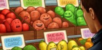 A new European-based organic grocery store came to town. Why does it misrepresent the advantages of organic and the disadvantages of GMO foods?
