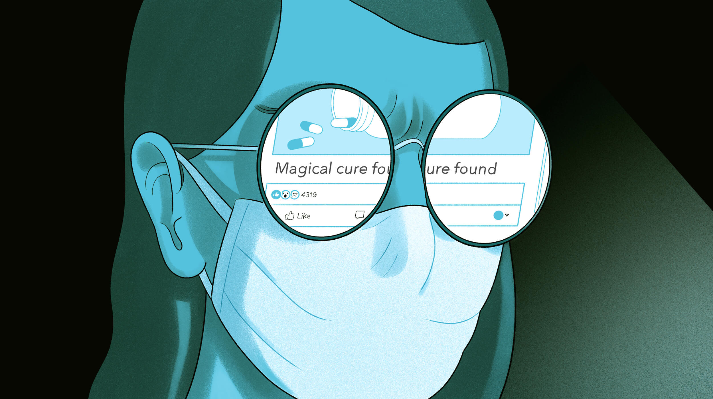 Illustration representing narcissism and conspiracy belief