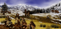 neanderthals prehistoric mountains animals preview