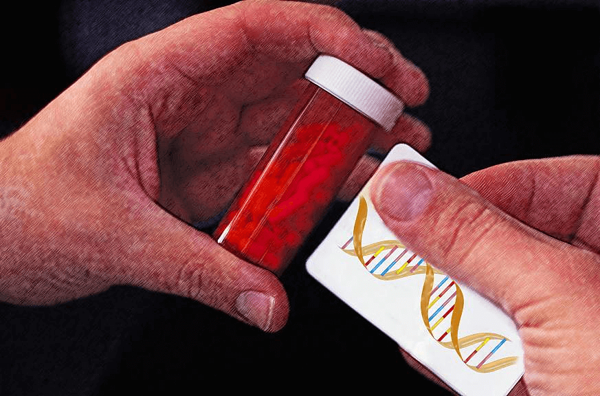 applying dna to medicine bottle