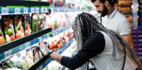 couple shopping grocery store
