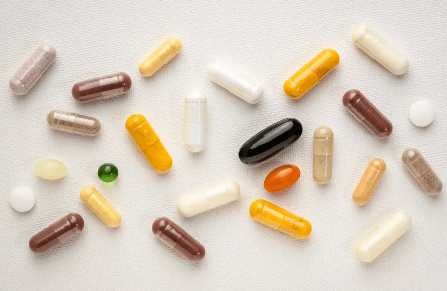 Supplement bottles on a store shelf