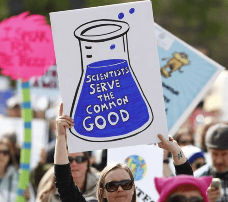 A protester holding a home-made sign during the US 'March for Science'