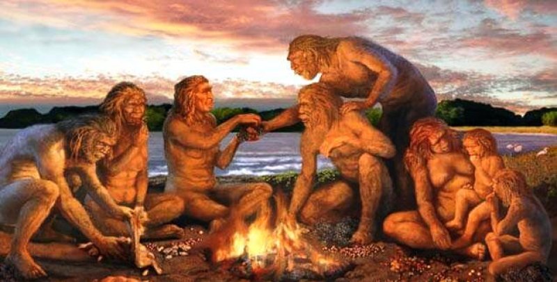 early man using fire