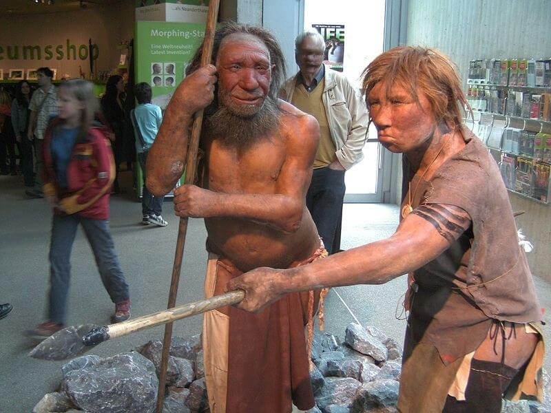 px Neandertala homo modelo en Neand muzeo