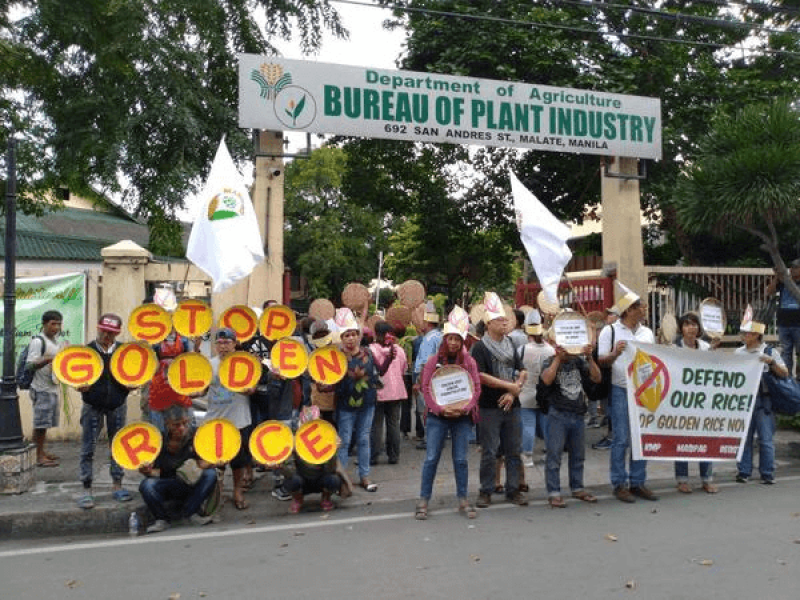 A demonstration against Golden Rice, Manila. Credit: Ryan Damaso/MASIPAG