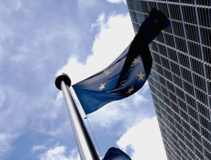European flag outside the Commission e
