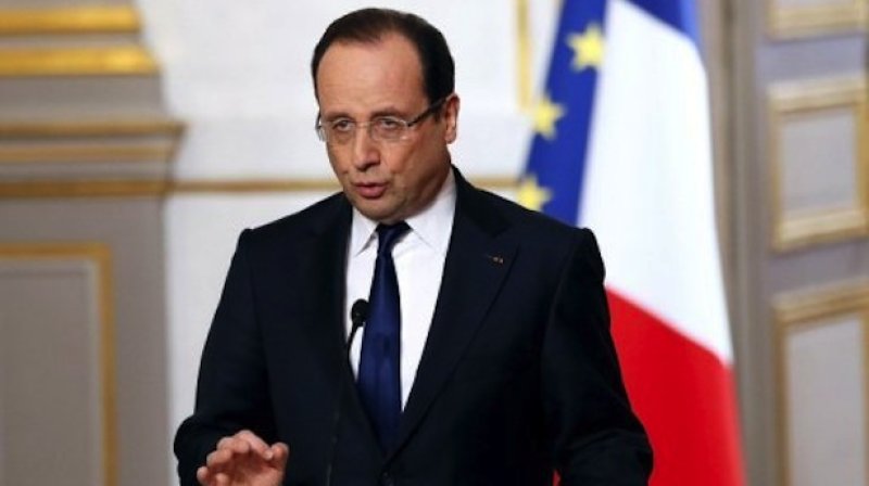 Francois Hollande gives a press conference at the Elysee Palace in Paris on Wednesday AFP