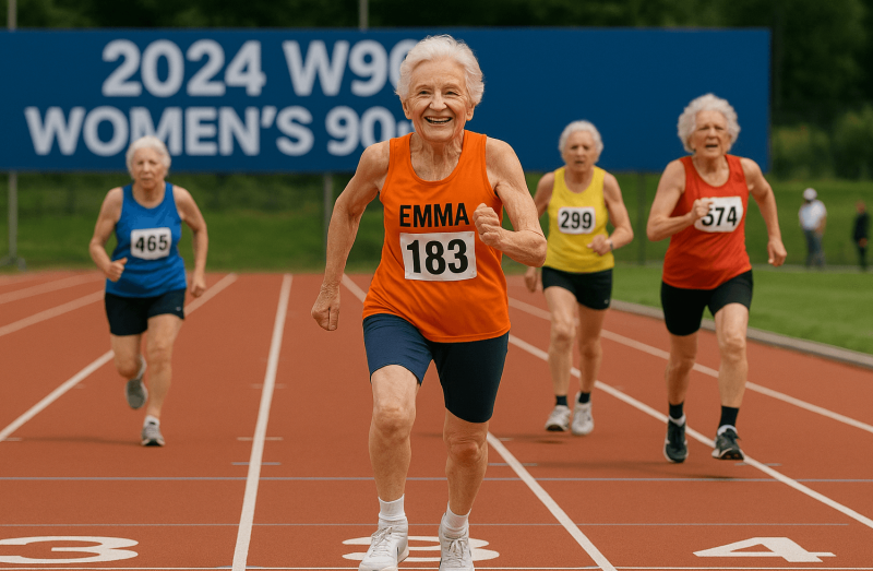 Generated image depicting a senior running event.