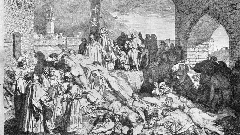 The plague of Florence in 1348, as described in Boccaccio's Decameron. Credit: Wellcome Library