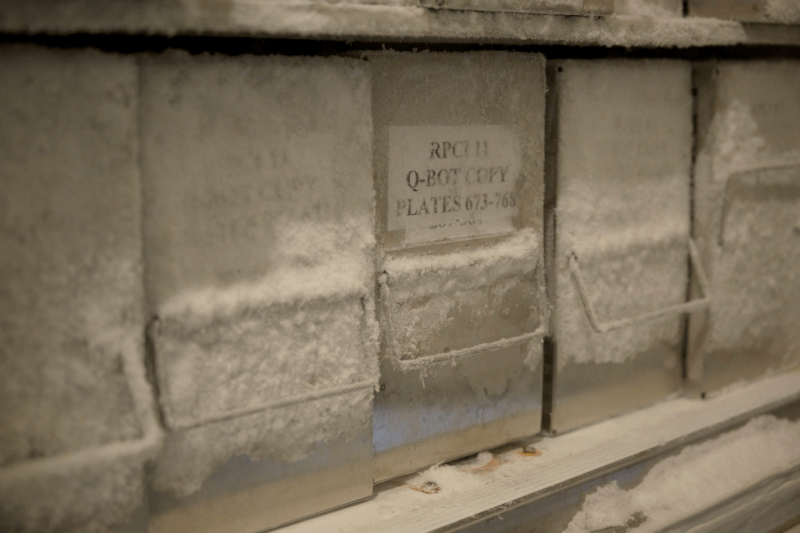 Top: An anonymous donor known only as RPCI-11 would prove central to the Human Genome Project. Frozen copies of the RPCI-11 library are seen here at the home of one of the project’s lead scientists. Visual: Meron Menghistab for Undark