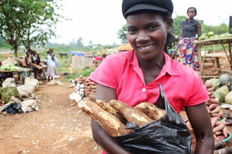 Uganda cassava market girl