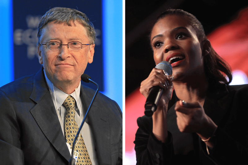 Bill Gates courtesy of World Economic Forum (Flickr) and Candace Owens courtesy of Gage Skidmore (Flickr).
