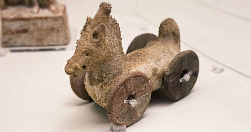 Horse with wheels, a toy from Athens, 4th century B.C. Credit: National Archaeological Museum