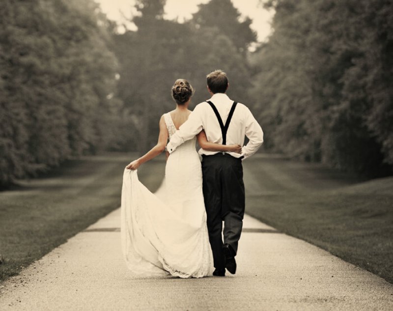 bride and groom walking