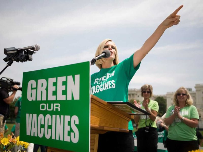 Actress Jenny McCarthy speaks at a rally calling for healthier vaccines June 4, 2008 in Washington, DC. Many at the rally are concerned about the connection between heavy metals in vaccines and autism. Credit: Brendan Hoffman/Getty Images