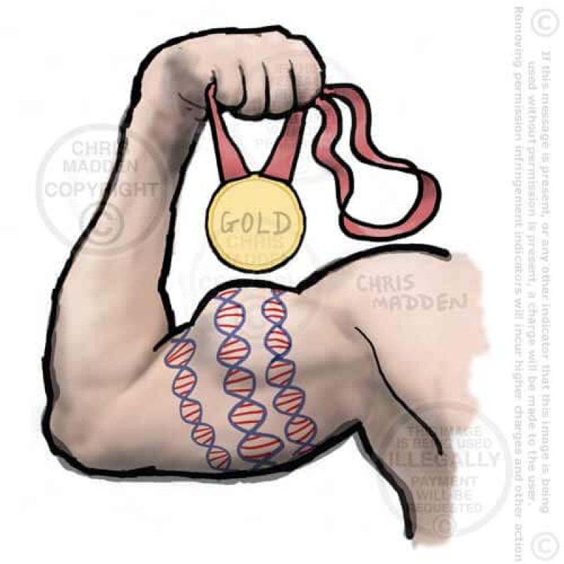 dna tattoo biceps gold medal cartoon cjmadden