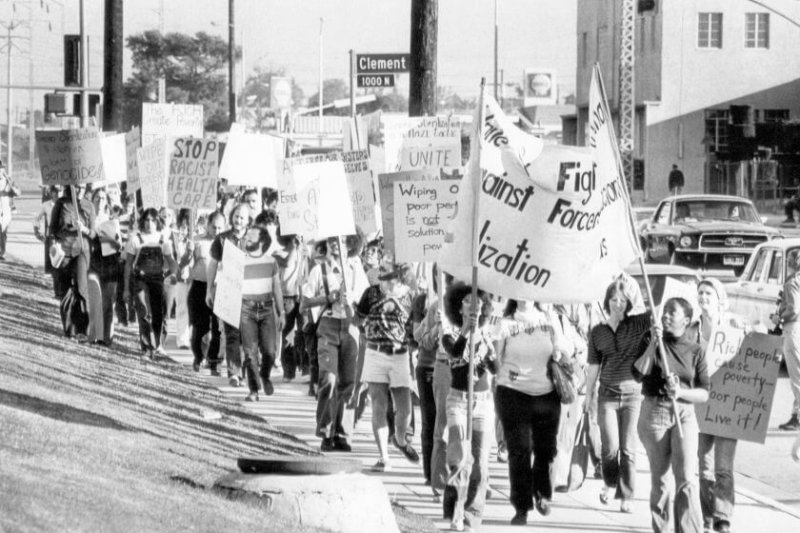 A 1974 protest against forced sterilization in Los Angeles. Credit: Los Angeles Times