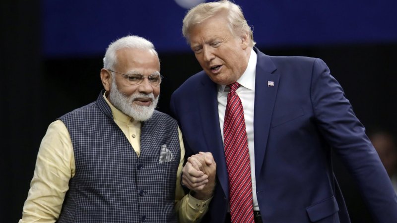 Prime Minister Narendra Modi and President Donald Trump shake hands. Credit: Michael Wyke/AP
