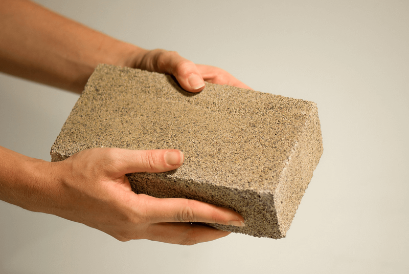 Brick made from bacteria. Credit: Biomason