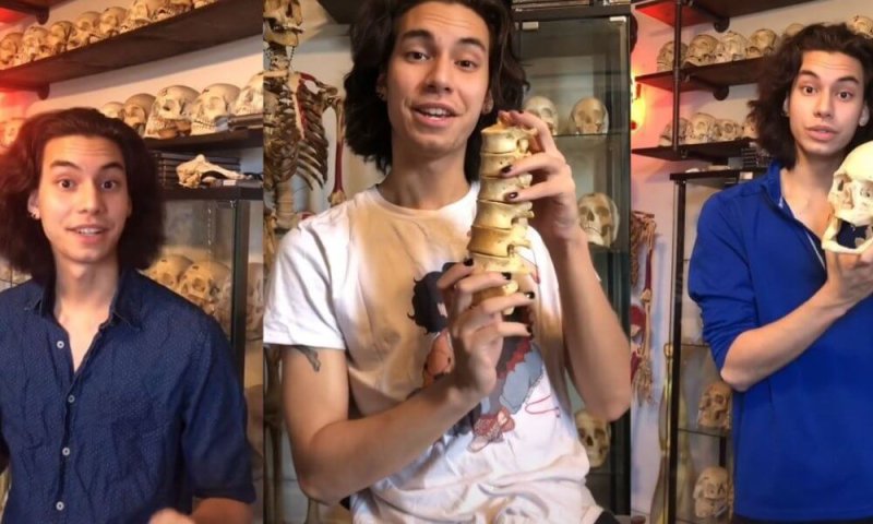 Jon Pichaya Ferry, a bone salesman from New York City, shows specimens from his collection. Credit: Gistvic Blog