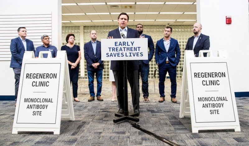 Florida Gov. Ron DeSantis held a press conference announcing a monoclonal antibody site. Credit: Andrew West/The News-Press