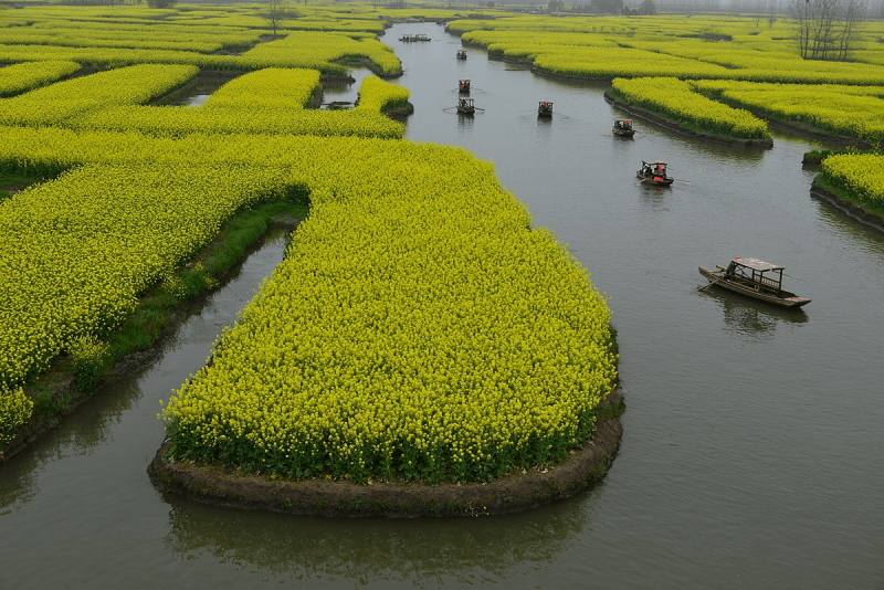 Canola field in Xinghua, China. Credit: Fanghong via CC