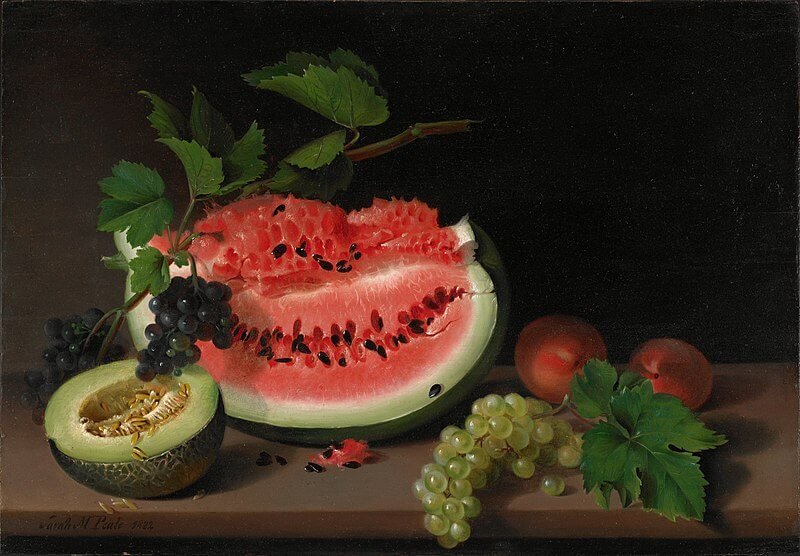 Sarah Miriam Peale's 19th century still life of watermelon. Credit: Harvard Art Museums