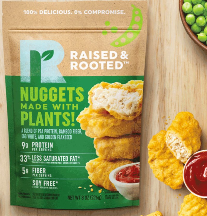screenshot plant based nuggets blended patties raised rooted