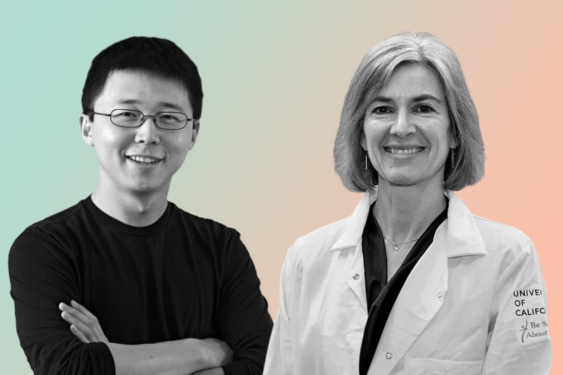 Jennifer Doudna (right) from UC Berkeley, and Feng Zhang (left) from the Broad Institue at MIT and Harvard. Credit: Bloomberg