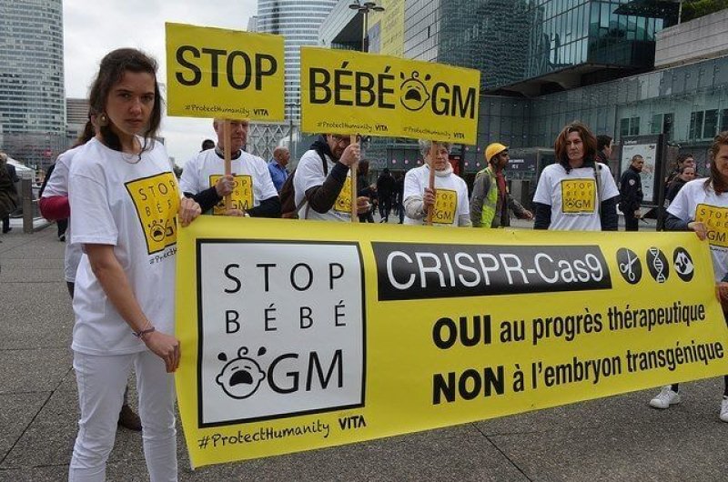 French group protests against CRISPR. Credit: Alliance Vita