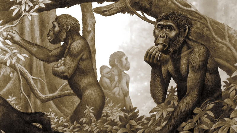 Early human ancestors, Australopithecus africanus (illustrated), may have had primarily vegetarian diets, research suggests.

Raúl Martín/MSF/Science Source